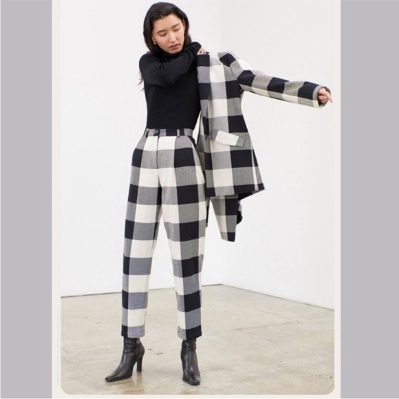 Mara Hoffman Plaid Tatum White Black Check Jacket Medium - Picture 4 of 10